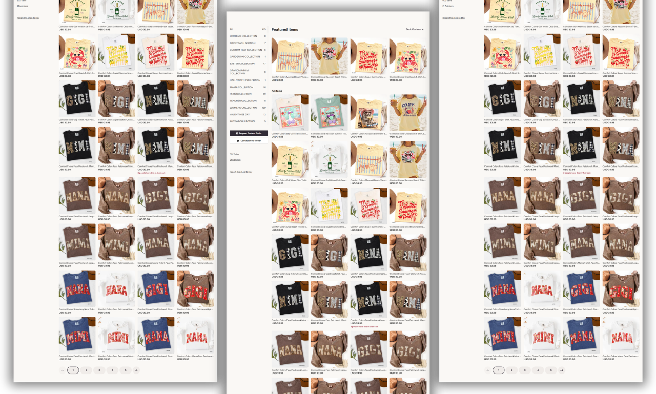 etsy product listings